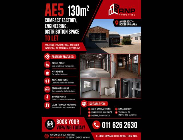 Industrial property to rent in ANDERBOLT